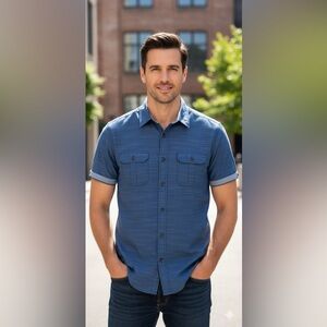 Guess Blue Casual Button Down Shirt